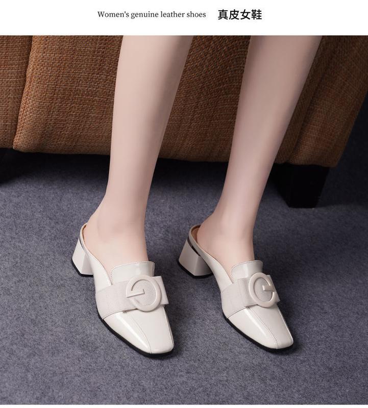 Product Introduction of Hộp Ngón Chân Mùa Hè, Da Thật, Gót Trung Bình Dép Lười Nữ, Hỗ Trợ Nửa, Giày Nữ, Dép Cao Gót, Da Bóng, Hàng Mới Về 2024, Thích Hợp Cho Ngoài Trời 7