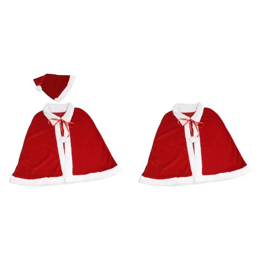 Red Velvet Cape Adult Kids Christmas Costume Cloak for Stage Performance