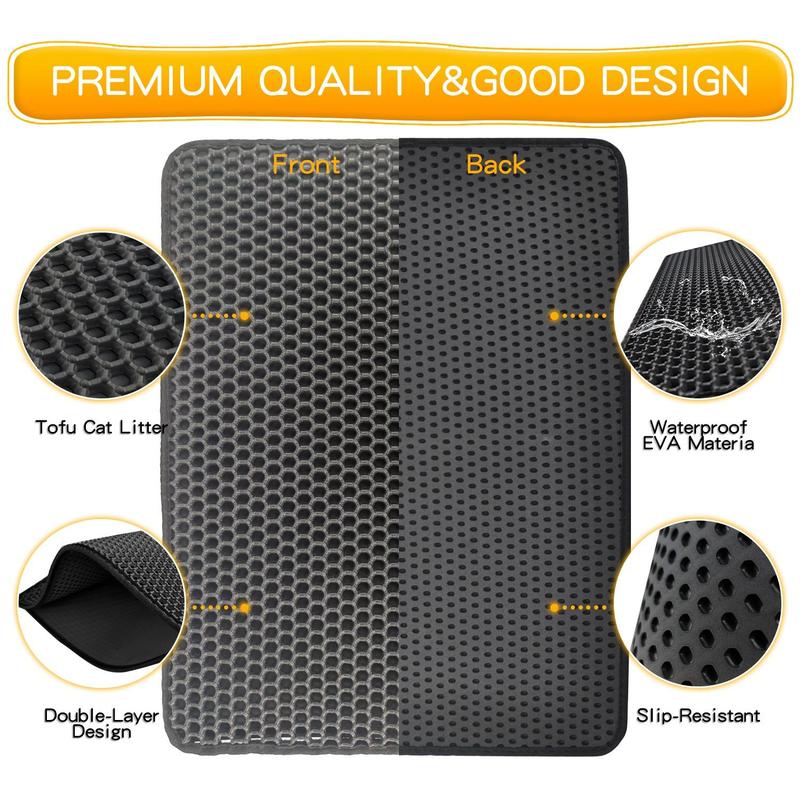 Cat Litter Mat, Honeycomb Design Non-slip Pet Litter Box Mat, Double Layer Waterproof Cat Litter Tray Mat 4