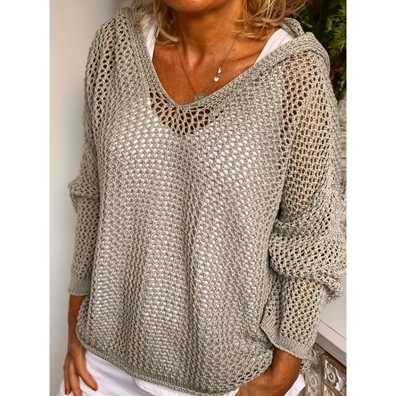 Francesca Hollow Out Knit Bracelet Sleeve Sweater