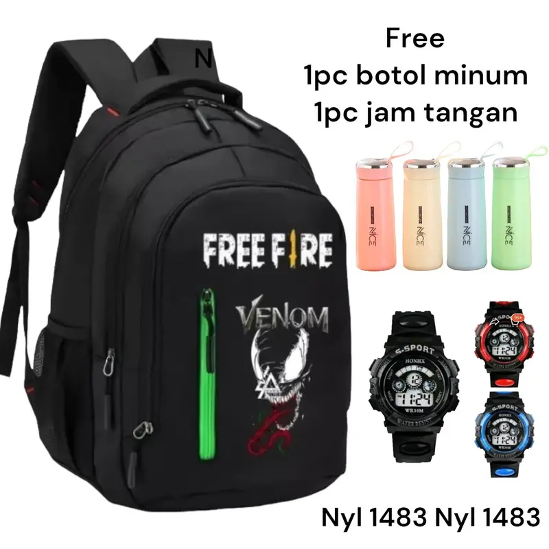 Tas Ransel Anak FF Venom Bonus Jam Tangan Dan Botol Minum Bisa Bayar Ditempat (COD ) 1