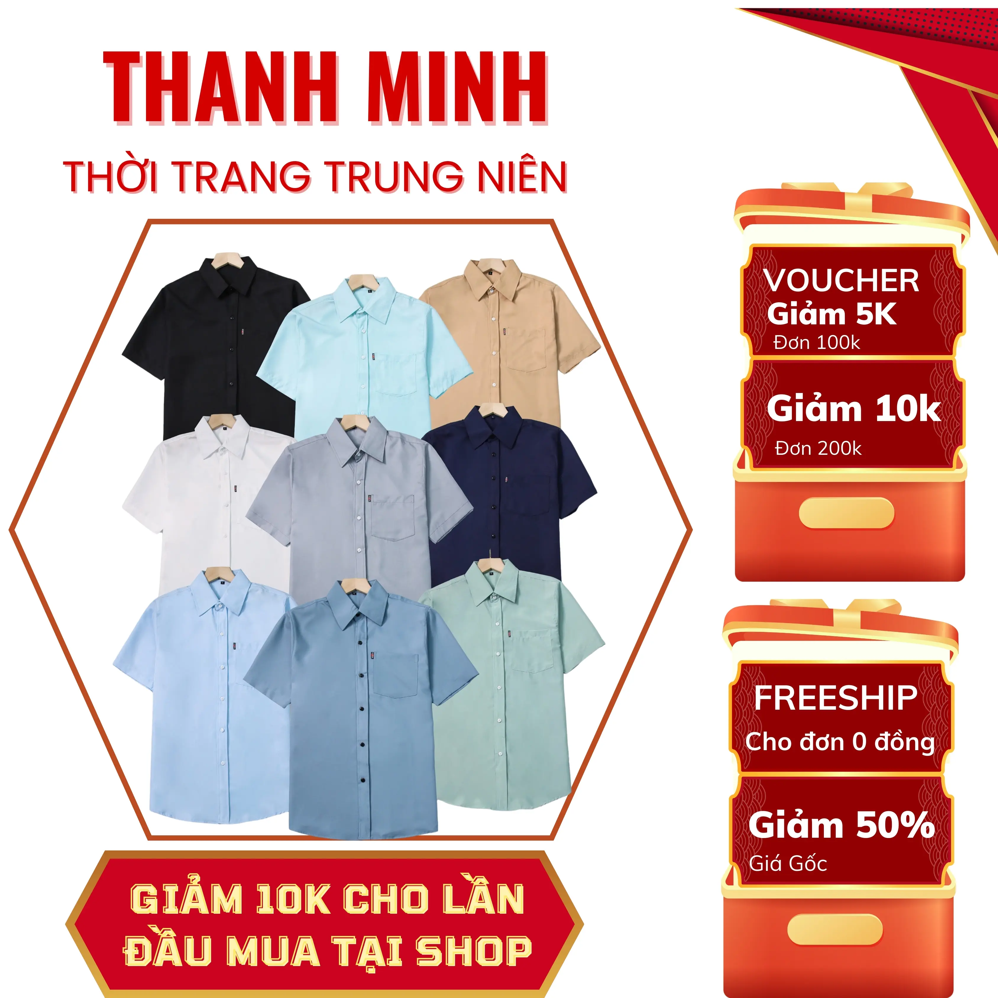Áo Sơ Mi nam trung niên Ngắn tay vải lụa cao cấp Tomen trơn basic SM Trơn Túi TN Menswear Ong Shirt