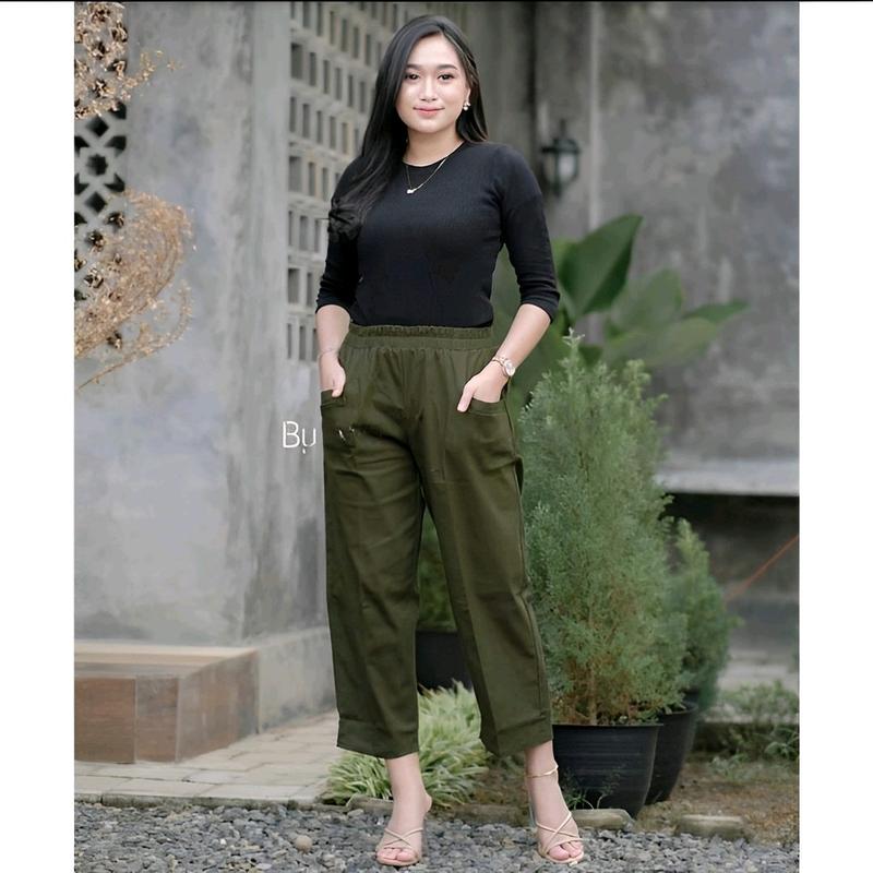 Uniqco Pants - Haruka Pants Celana 7/9 Highwaist Bahan Cotton Twill Combed Premium korean  Nyaman 3