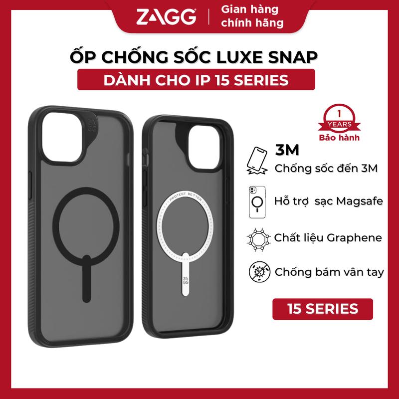 [ iP 15 Series ] Ốp lưng trong chống sốc bảo vệ ZAGG ESNTL Hampton Snap cho iPhone 15 Pro/Pro Max - Bảo hành 12 tháng - Case Hàng chính hãng