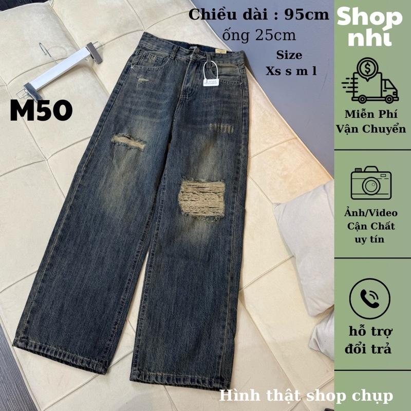  Quần jean ống suông rộng 25cm dài 95cm . Đủ Size S M L - Shop Nhí   M50   