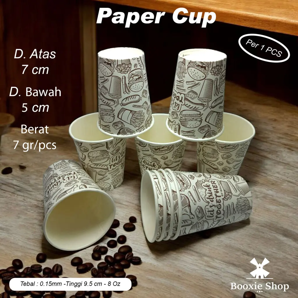 [Per 1 PCS] Paper cup Kraft 8 oz / Gelas kertas Kopi Kraft Motif / Paper Hot Cup Kopi 8 oz
