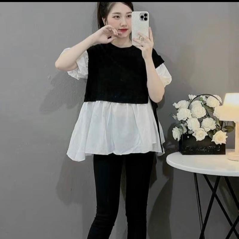 Áo bầu măc hè siêu xinh cotton dây nơ