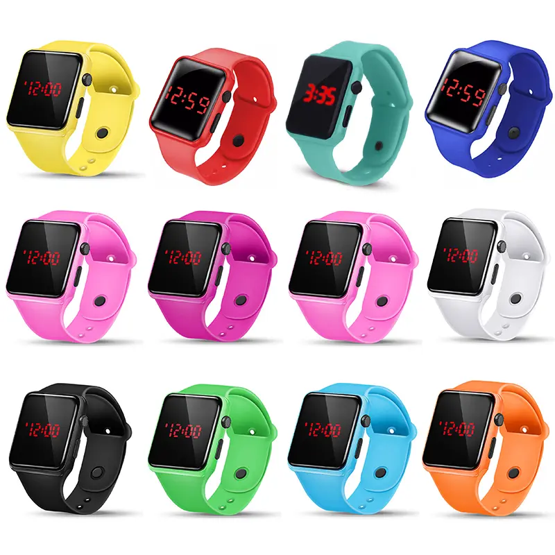 Jam Tangan Kanak-kanak Digital, Untuk Kanak-kanak Perempuan, Untuk Lelaki, Jam Tangan Silikon Kalis Air LED, Hadiah