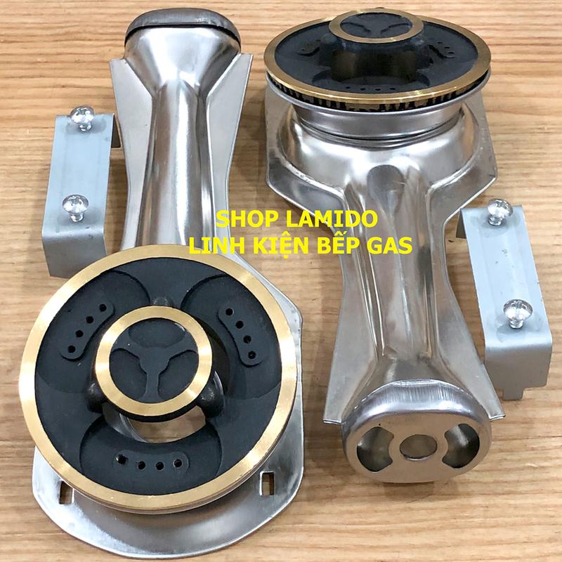 COMBO 2 Bộ Họng đầu đốt bếp gas l Ống điếu l Mâm chia lửa Sen ĐỒNG MS02 - FUJISHI - ( Kèm Bass gắn + Vít) - [ Phụ kiện bếp ga, linh kiện thay thế bếp đôi, đơn ]