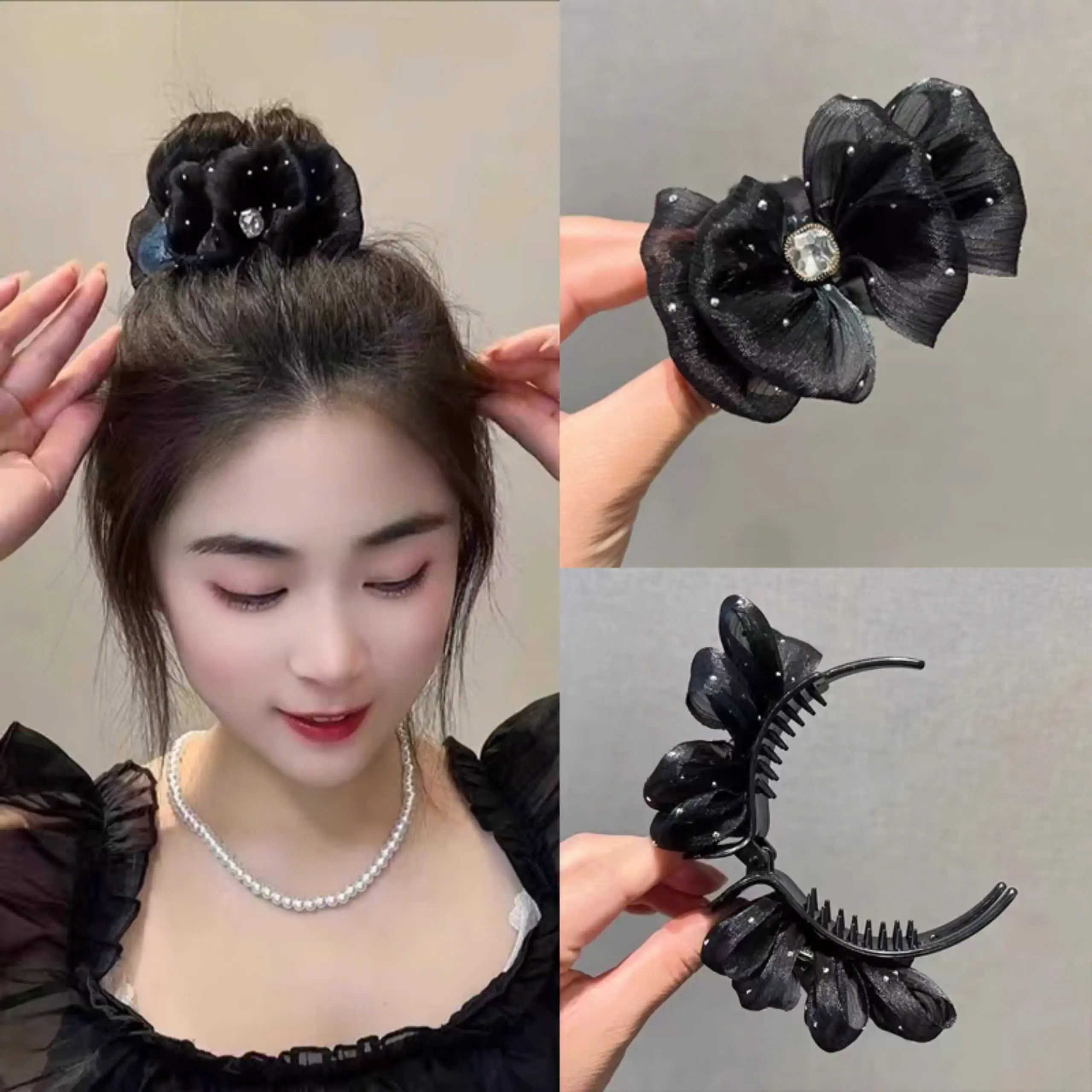 Kẹp Tóc Càng Cua Bong Bóng Đính Đá , Thiết kế thanh lịch. dành cho nữ, phụ kiện kẹp tóc Women