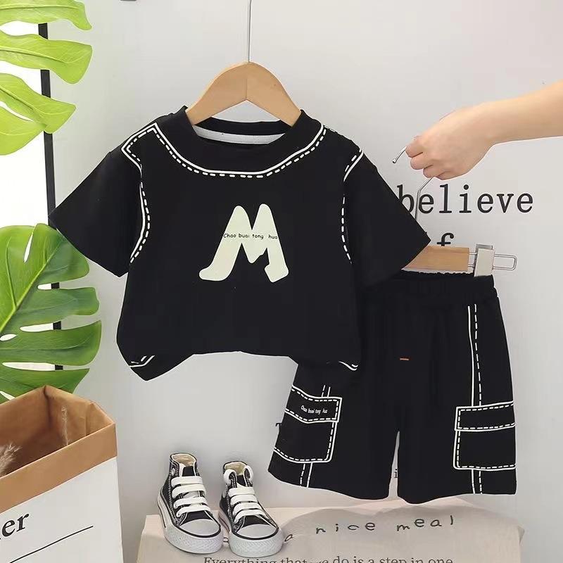 Product Introduction of Bộ Đồ Bé Trai Mùa hè, AG SHOP, Hàng Mới Về Năm 2024, Áo Thun ngắn Tay Cổ Thuyền Chữ Cái, Quần Đùi Thường Ngày Cho Em Bé Trai, Bộ Hai Mảnh, Thiết Kế Thiên Thần, [Phiên Bản Mới] ✨ [Thiên Thần] ✨ 7