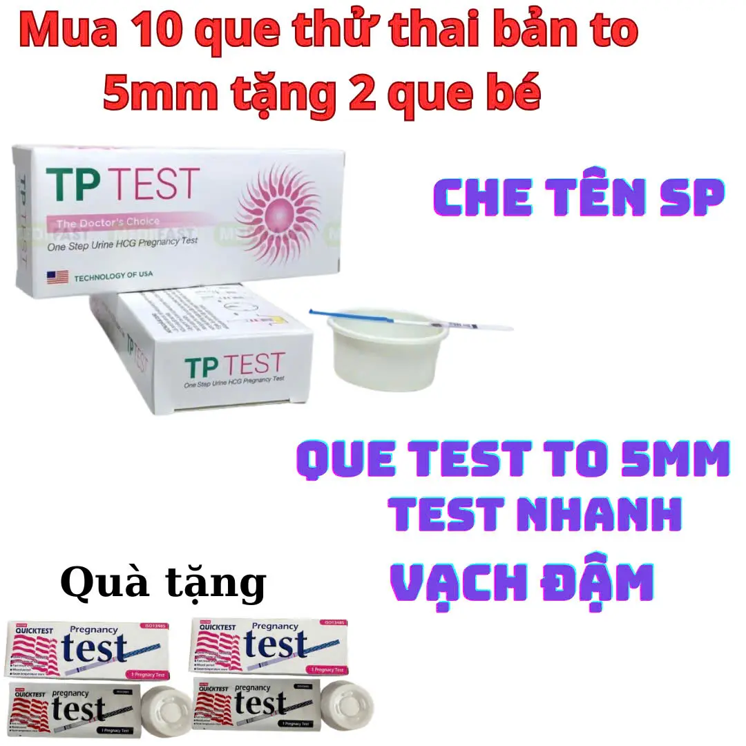 [Che tên] Combo 5-10 que thử thai bản to 5mm dày dặn chính xác, loại tốt _Nhanh chóng, tiện lợi, kín đáo _ TP TEST