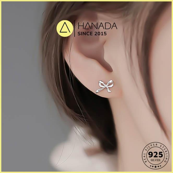 [BH TRỌN ĐỜI] Bông Tai BẠC 925 HANADA Nơ Trơn Xoắn Sóng  Đơn Giản 1802 A8 3