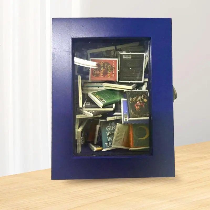 Mini Anxiety Book Box, 1 Count Mini Book Display Box, Desk Organizer, Anxiety Bookshelf for Home Office, Gift for Book Lovers
