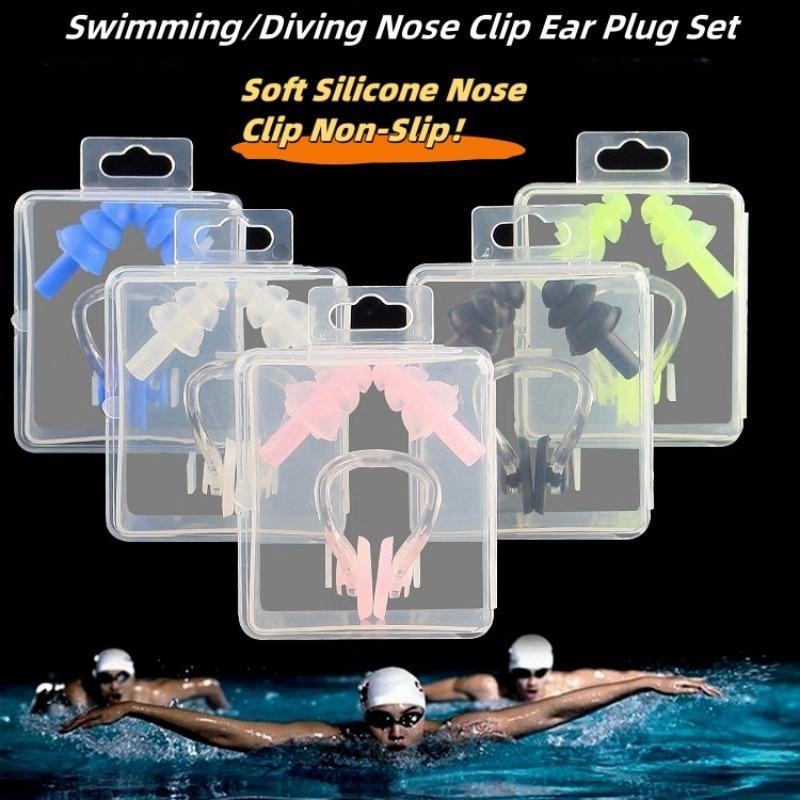 Professional Swimming Equipment Set, 3 Counts/set Portable Waterproof Swimming Earplugs & Nose Clip, Swimming Accessories for Men & Women 2