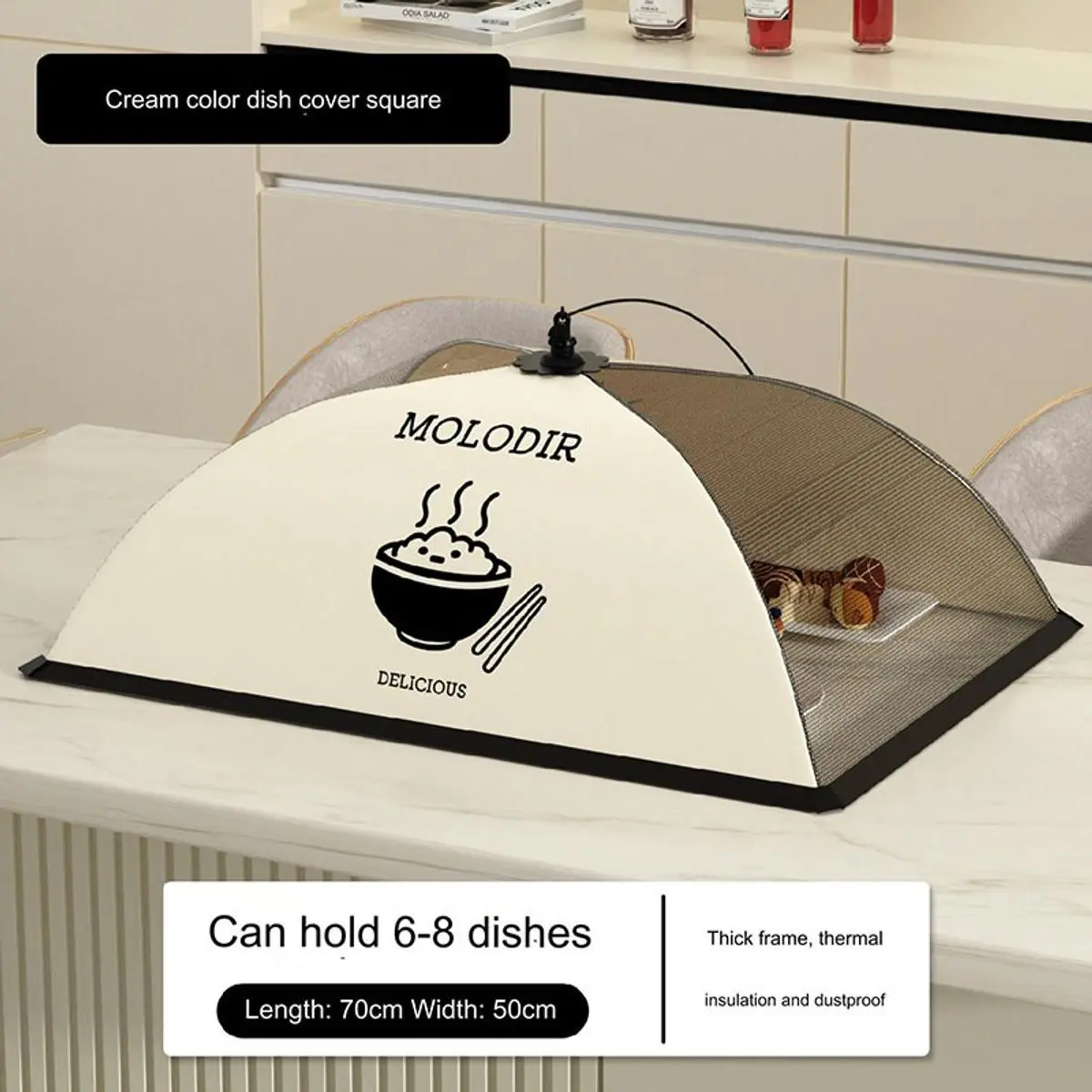 Lồng Bàn Xếp Gọn Bảo Quản Thực Phẩm Kích Thước 50x70cm, Lồng Bàn Che Thức Ăn Chất Liệu Vải Pha Lưới