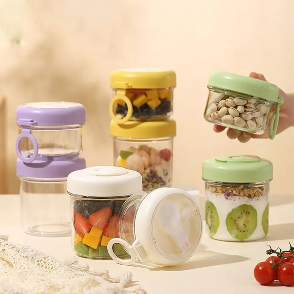 Lọ Yến Mạch Qua Đêm, Hàng Mới Về Có Nắp Đậy Và Thìa, Niêm Phong Đôi, Cầm Tay, Cốc Bữa Sáng, Hộp Đựng Sữa Chua, Dung Tích Lớn, Phụ Kiện Nhà Bếp, Lọ Đựng Ngũ Cốc