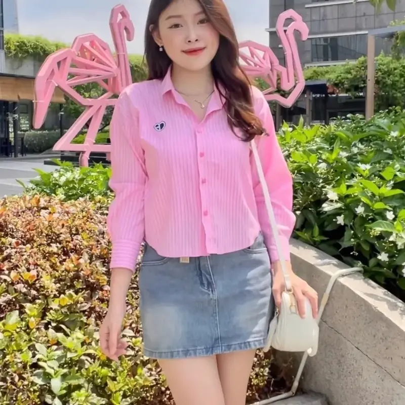 Mẫu sơ mi tay dài croptop thuê hình thông thường 0