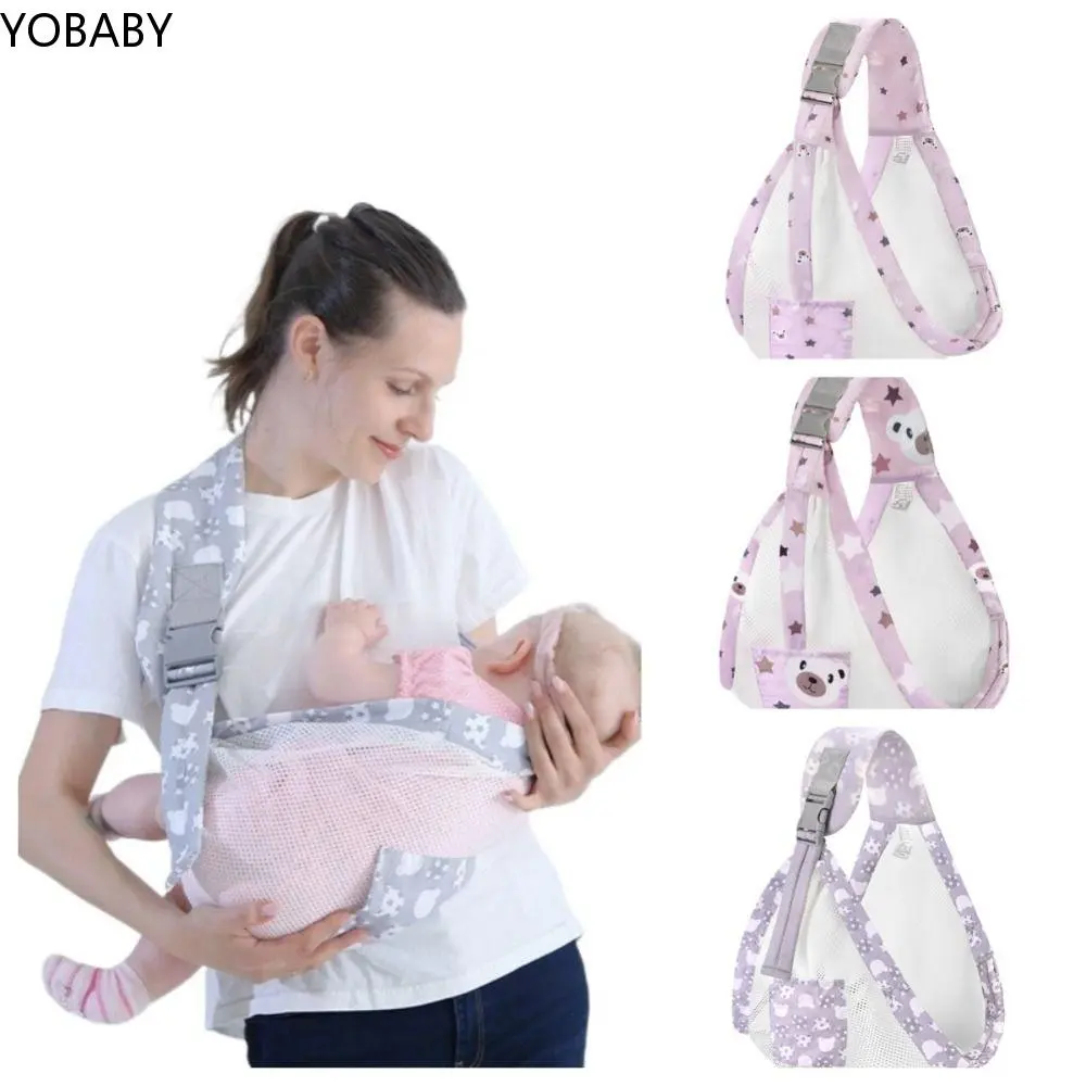YOBABY Safety Cartoon Baby Wrap Carrier Infant Kangaroo Bag Newborn Front Holding Infant Backpacks Mesh Cotton Newborn Sling Wrap Baby