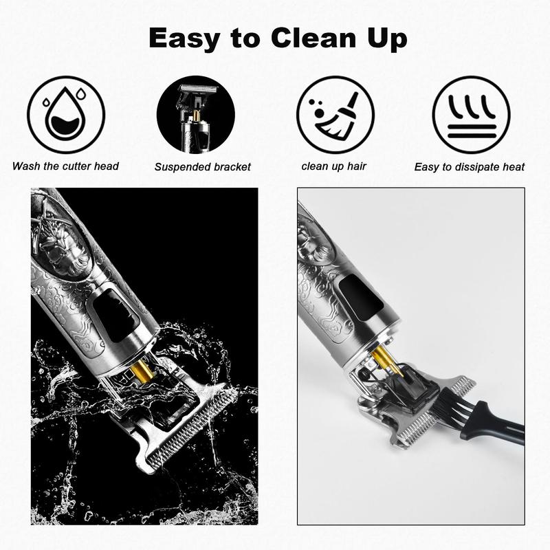 Cordless USB Charging Men Hair Trimmer Kit, 1 Set Electric Hair Clipper & Limited Comb & Charging Cable & Cleaning Brush & Safety Buckle, Professional Clippers for Men 4