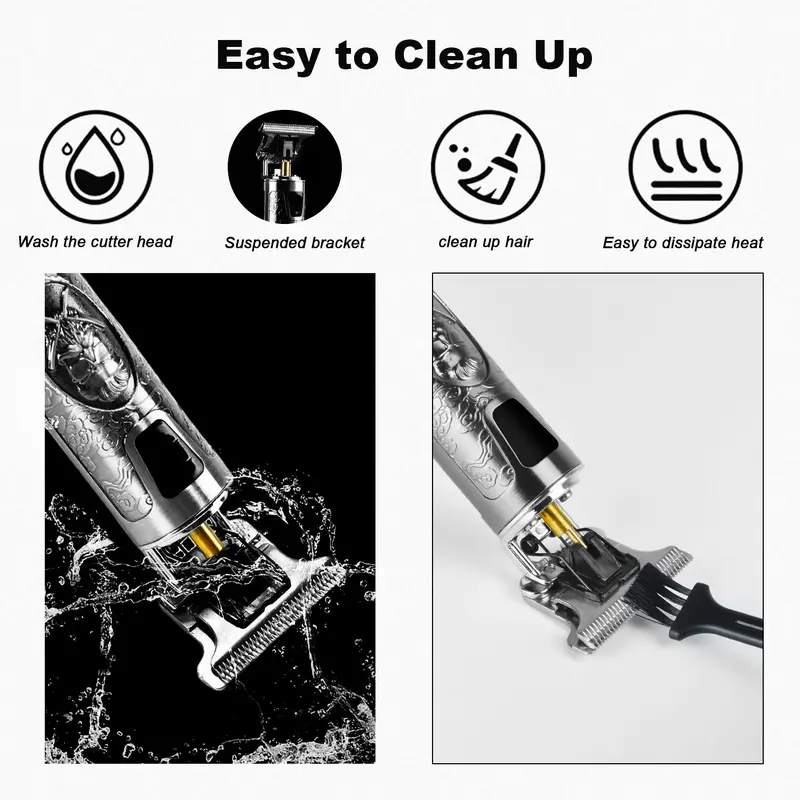 Cordless USB Charging Men Hair Trimmer Kit, 1 Set Electric Hair Clipper & Limited Comb & Charging Cable & Cleaning Brush & Safety Buckle, Professional Clippers for Men 4