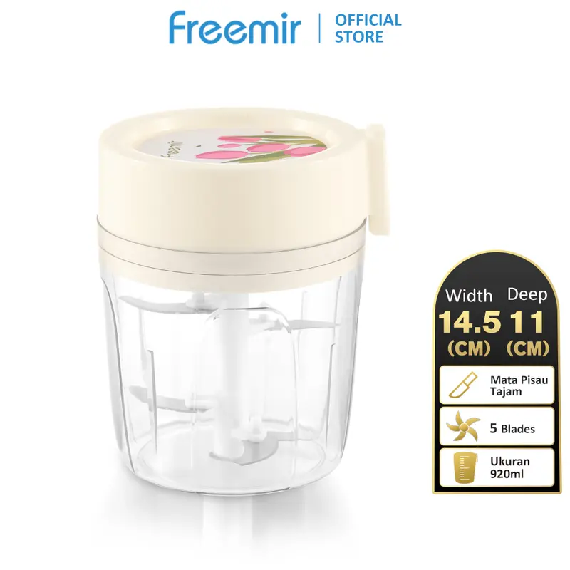 [freemir] Chopper Pencacah Kapasitas 920ml Chopper Tarik Blender Manual Penggiling Penghalus Bumbu Besar Serbaguna 0
