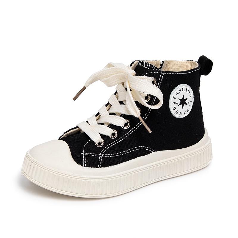  Giày Thể Thao Vải Canvas Cổ Cao Kháng Khuẩn Có Khóa Kéo Bên Hông Phong Cách Thời Trang Cho Bé Trai Bé Gái 3 Tuổi-10 Tuổi 