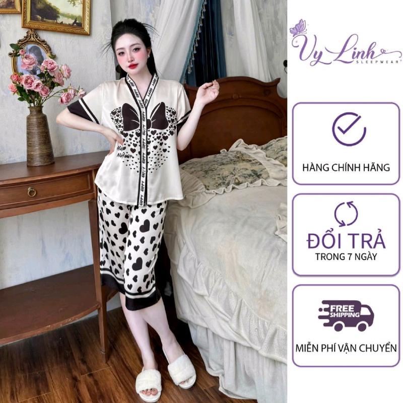 Bộ Đồ Ngủ Quần Lửng Cổ Y Dành Cho Nữ Nhiều Hoạ Tiết  Chất Liệu VảI Lụa Latin Cao Cấp S1235-2