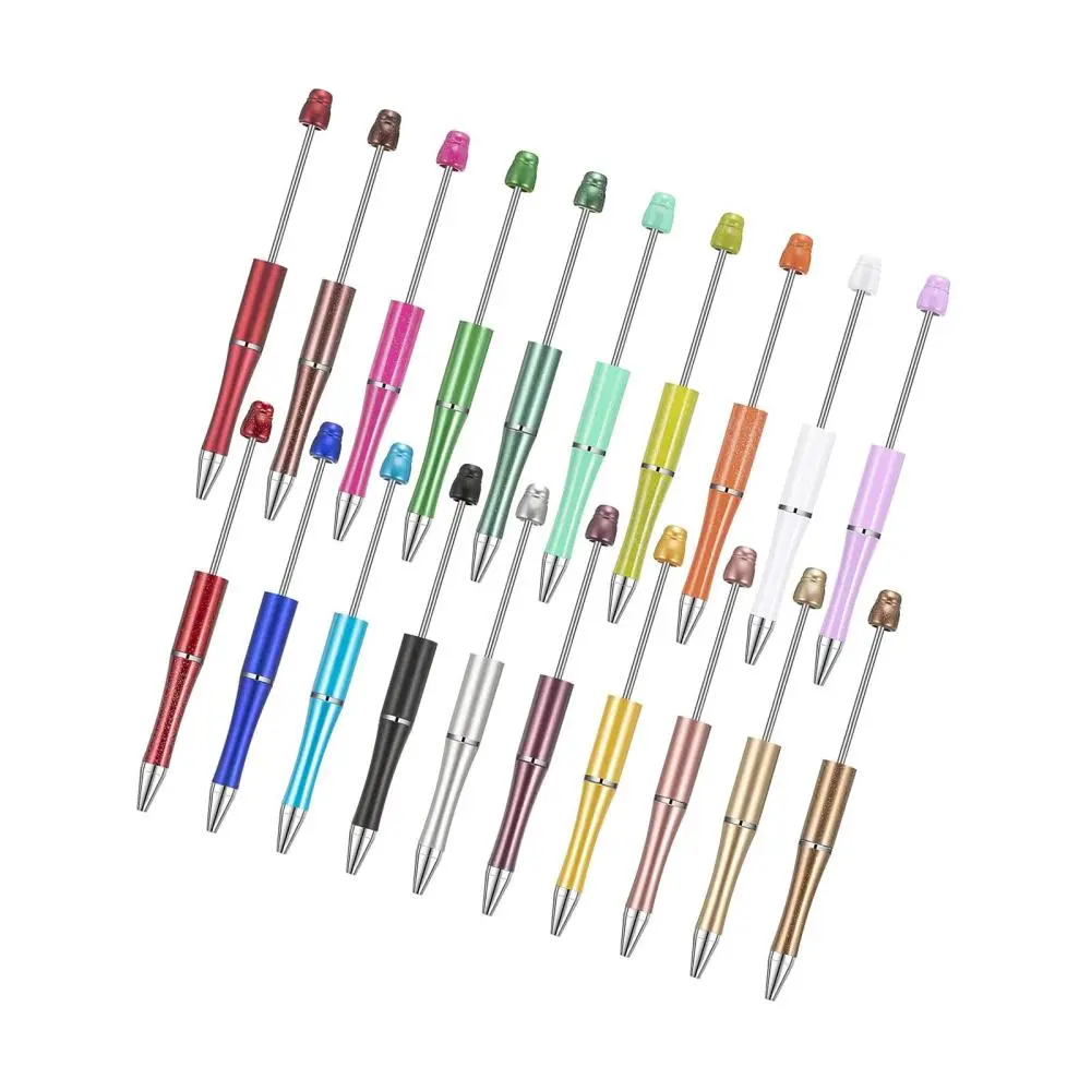 20Pcs Bead Pen Ball Pen Bead Pens Multicolor Ballpoint Pen Printable Beaded Pen for Office Exam Spare Drawing Supplies Students Gifts
