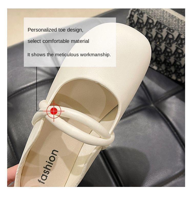 Product Introduction of Women Mules Summer Elegant Square Closed Toe Flat Slippers Female Shoes Casual Leather Black White Slides Plus Size 36-41 Footwear Girl 20