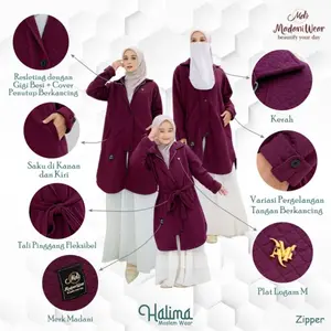 Halima Jacket Madani wear Full Zipper Tanpa Hodie | Jaket diamond
