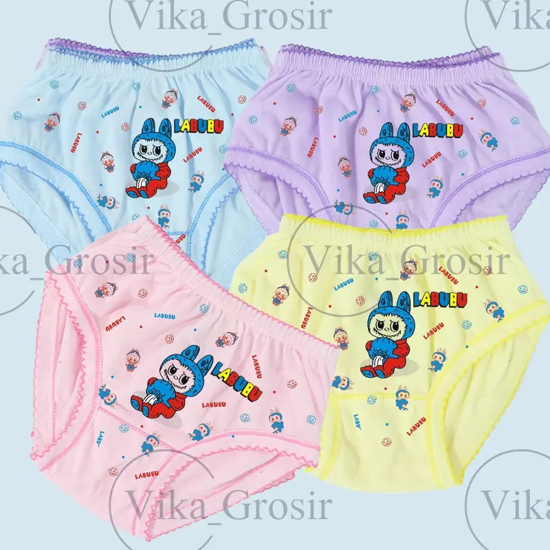 PROMO 6 PCS CD LABUBU ANAK PEREMPUAN USIA  2-8 THN CELANA DALAM VIRAL TERLARIS pakaian dalam 3-4 tahun Motif Fashion celana  dalam  anak 7