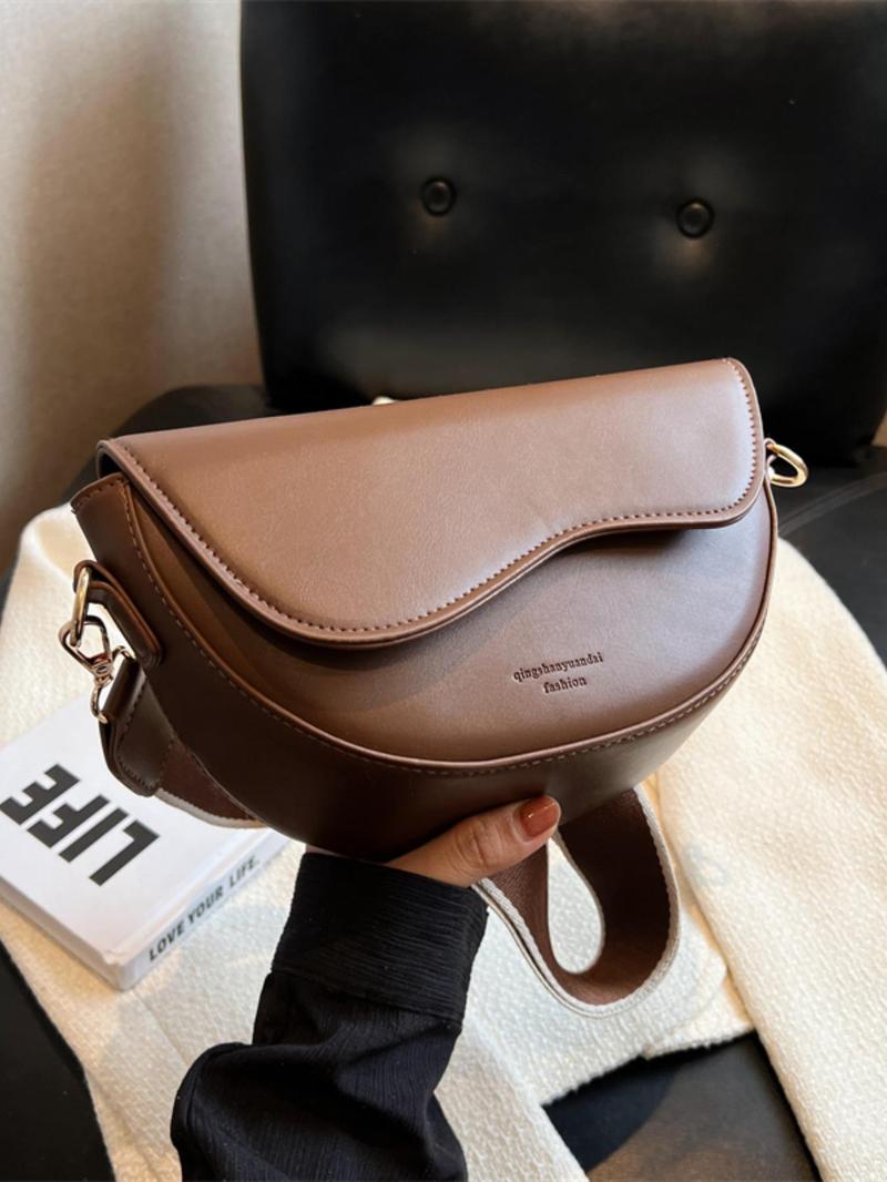 Product Introduction of Women's Fashion Solid Color Saddle Bag, Elegant PU Leather Back To School Crossbody Bag for Daily Use, Casual Trendy Versatile Commuting Bag for Women & Girls, Airport Outfits 2024 4