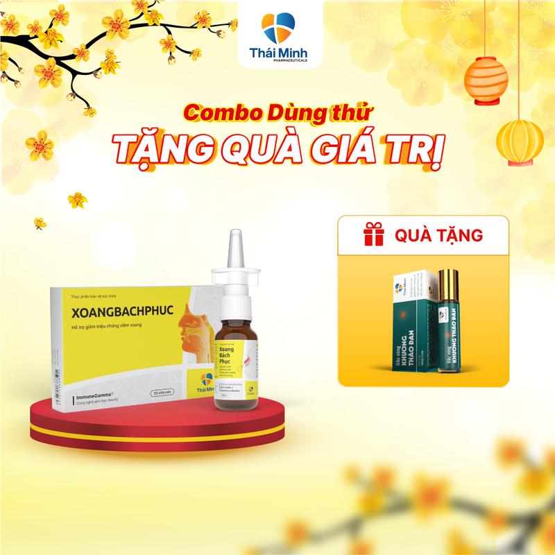 [COMBO DÙNG THỬ - 1 HỘP XOANG BÁCH PHỤC 20 VIÊN + 1 XỊT MŨI XOANG BÁCH PHỤC]- Hỗ trợ giúp Mũi thoáng - Hỗ trợ cải thiện dau nhức, hỗ trợ cải thiện ngạt mũi, hắt hơi, sổ mũi - Chai xịt 15ml, hộp 20 viên