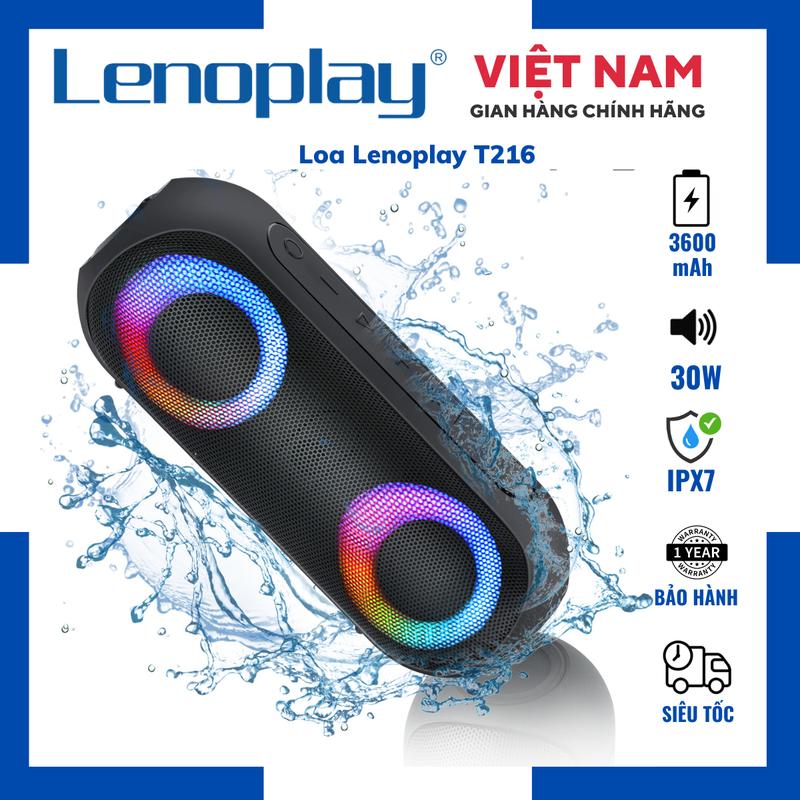     TẶNG NHẠC   Loa Bluetooth Lenoplay T216 Công Suất 30W Bass Mạnh Chuẩn Kháng Nước IPX7 Dung Lượng Pin 3600 mAh Đèn Led RGB Hỗ Trợ Kết Nối Cổng AUX Bluetooth 5.3 Kết Nối 2 Loa Pin Trâu Chuyên Nghe Nhạc Remix nonstop 