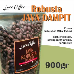 Luce Coffee, Kopi Java Robusta Dampit 900gr - Biji sangrai atau Bubuk