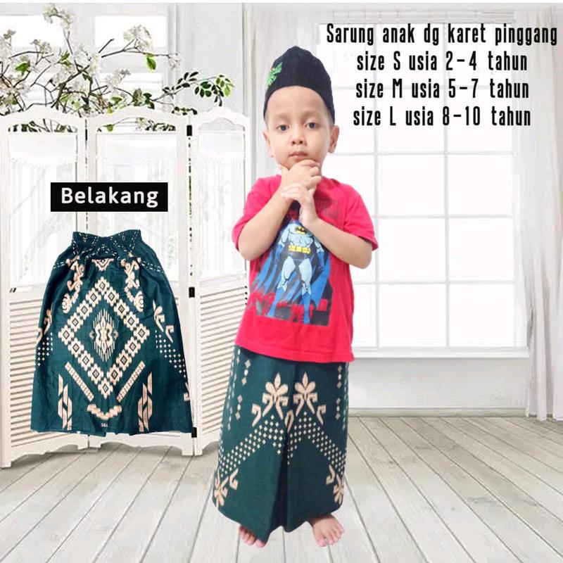 sarung anak instan dengan karet pinggang Muslim Nyaman Katun Kain Motif Batik Pendek Panjang Salur Tangan Pria Koko Baju Dewasa Setelan 3