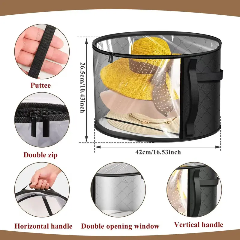 Hat Storage Bag, Foldable Dustproof Hat Storage Bag, Hat Storage Organizer for Beach Hats, Sun Hat, Round Hat, Home Closet Supplies 1