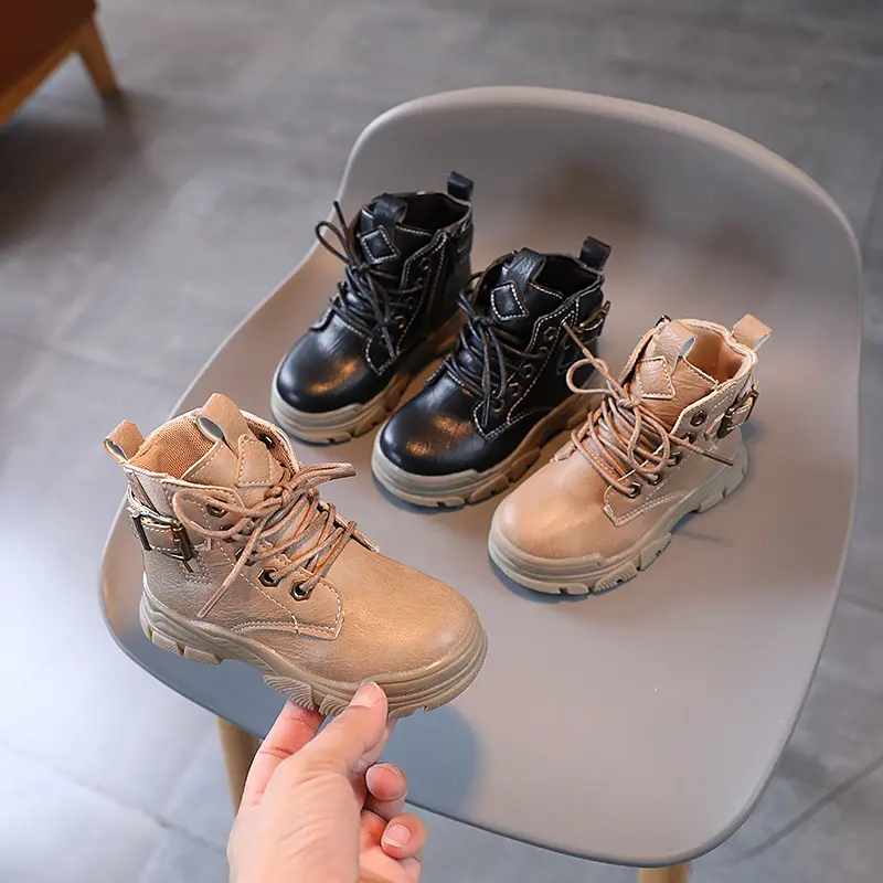 Children's Shoes Kids Martin Boots Autumn Winter New Boys British Style Leather Boots Baby Shoes Single Boots Girls Low Tube Short Boots