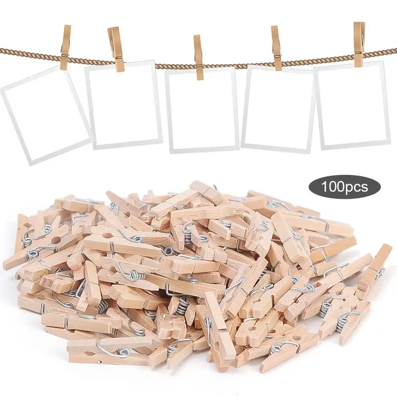 Kẹp Gỗ Mini, Bán Chạy, 50 / 100 CÁI, Thủ Công Thủ Công, Kẹp Ảnh Trang Trí, Đồ Trang Trí Thủ Công Ghim Quần Áo, 2,5cm, Thích Hợp Cho Gia Đình Và Văn Phòng 0