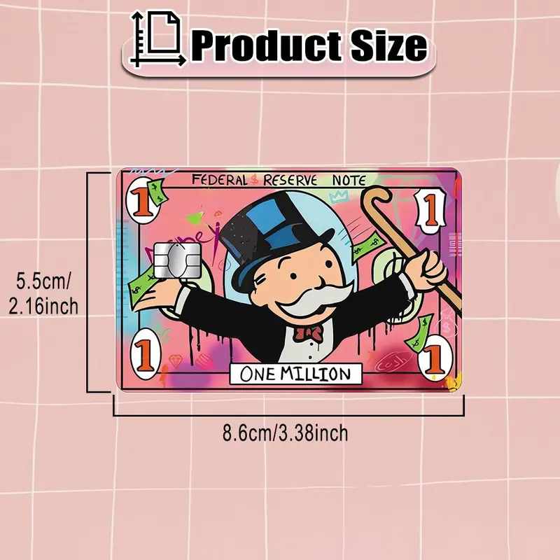 1 Dollar Funny Man Pattern Credit Card Skin Wrap Sticker, 3 Counts Cute Aesthetic Credit Card Sticker, Fashion Funny Card Covers 1