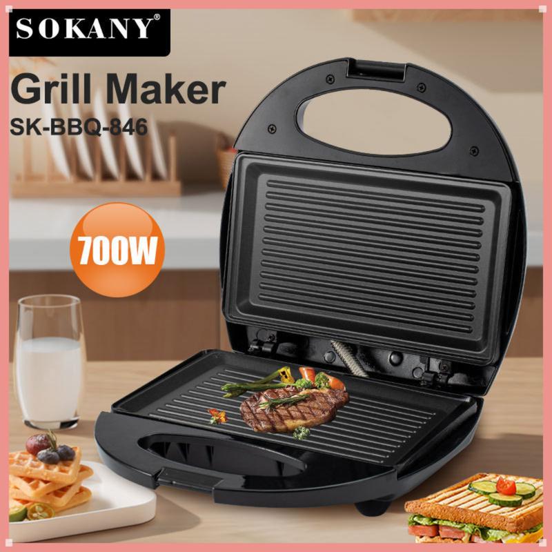 Máy Làm Bánh Kẹp Máy Nướng Máy Ép Bánh Mỳ Máy Làm Bánh Sandwich SOKANY 846 Inox Máy Làm Sữa Pha Trà