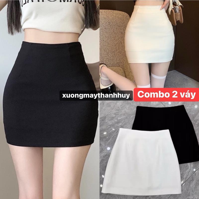 [ COMBO 2c] Chân váy ôm body chất umi co dãn 4 chiều, chân ngắn dáng ôm có quần bảo hộ -611 Nữ