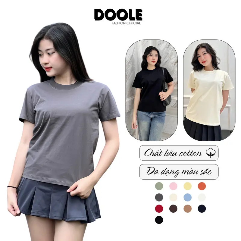 Áo Thun Tay Ngắn 100% Cotton Form Tee Cơ Bản A002 Nữ Top 0