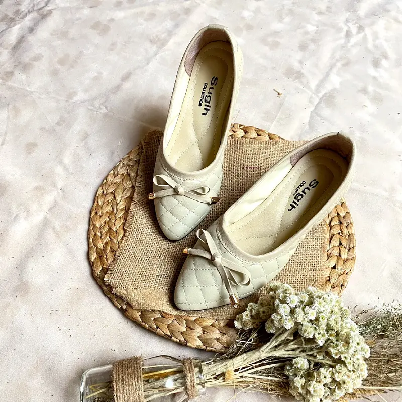 Flatshoes Clarine Sepatu Flat Shoes Wanita Pita 8 - Sandkasse Karet Kerja 4
