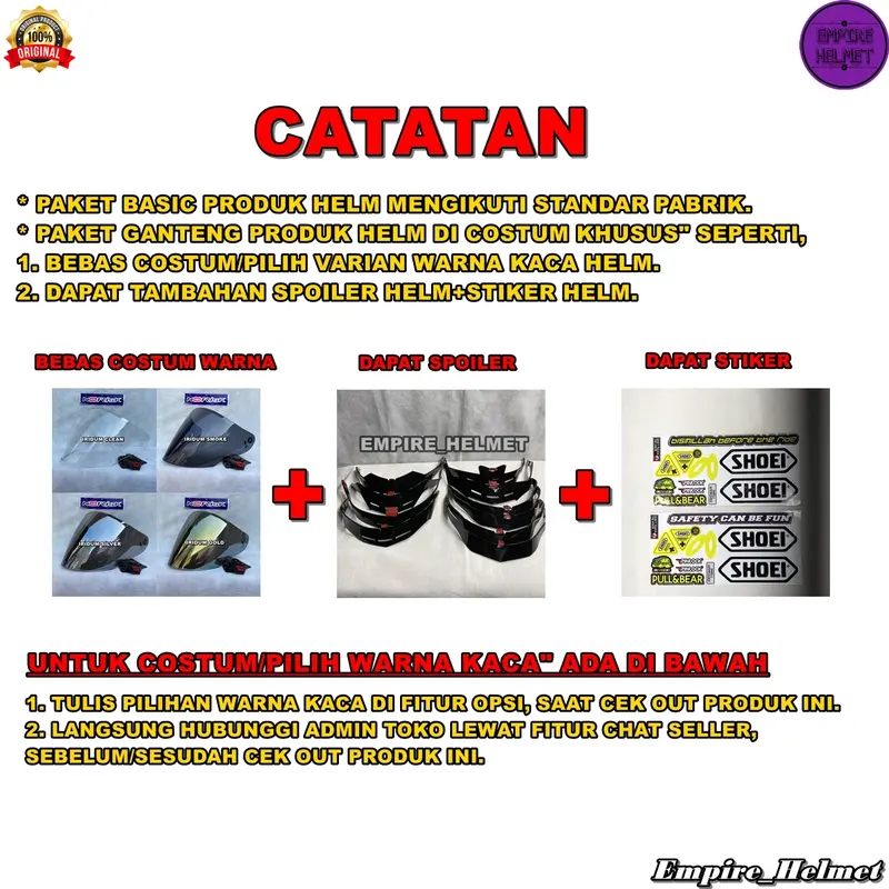 Helm Half Face Gmt Centro Double Visor Solid Polos Original Paket Ganteng Bonus Gratis Spoiler+Stiker Helem Pria Wanita Dewasa STandar Sni 1