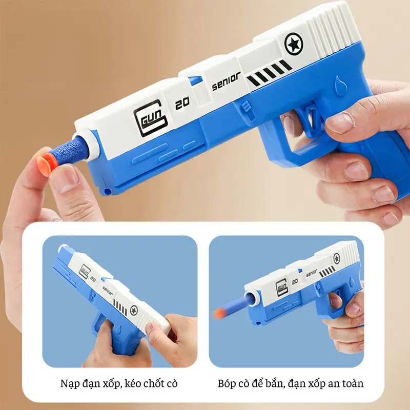ComBo 2 Đồ Chơi Nerf Bắn Đạn Xốp Mềm Fullbox Kèm 20 Viên Đạn Xốp  2023 - An Toàn - Có Thể Tháo Rời - Mua 1 Được 2.m1911.sung mini.sung đồ chơi.súngngắmbắnđạn xốp Toy Pin 4