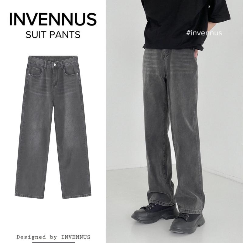 310 - Quần jean ống rộng INVENNUS basic, quần bò form suông chất liệu denim Pants Nữ