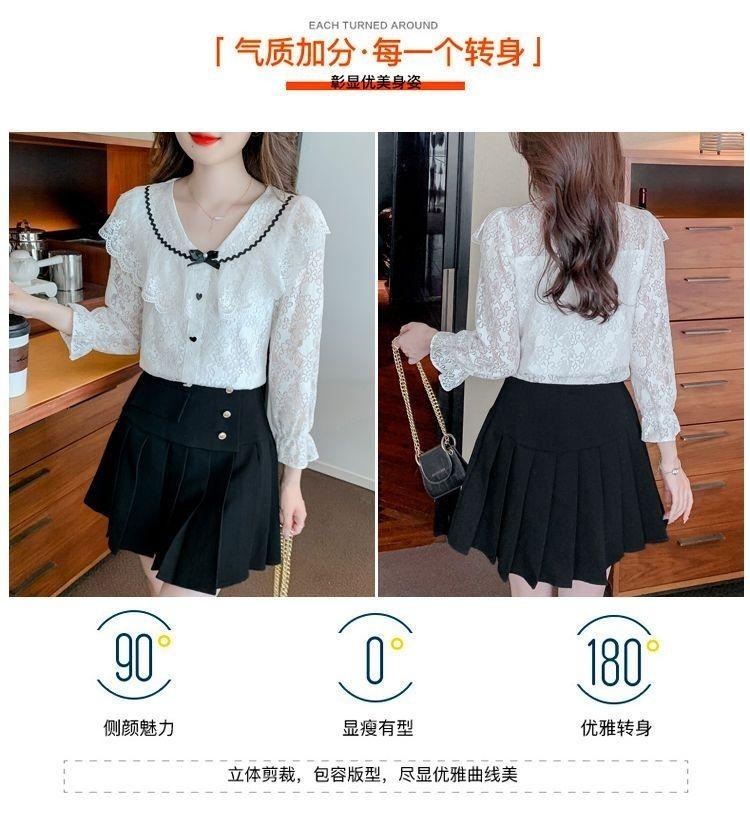 Product Introduction of Áo Sơ Mi Dài Tay Ren Nơ Cổ Chữ V, Thiết Kế Xinh Xắn, Áo Dễ Phối Đồ Sang Trọng Độc Đáo Dành Cho Nữ, Hàng Mới Về Đầu Mùa Thu 2022 Women Top Shirt 5