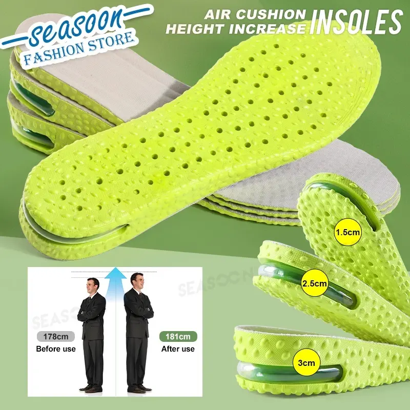 Air Cushion Height Increase insoles Shock Absorption Shoe Cushion Pads for men and women 1.5/2.5/3cm solegrip dvnk insoles